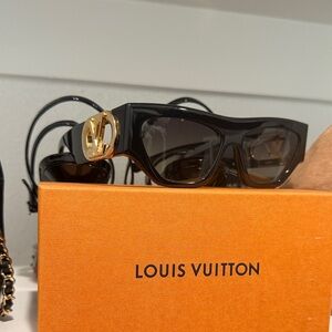 Louis Vuitton Black Sunglasses with Gold LV Medallion